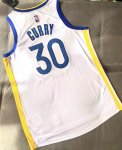 NBA 30 Curry Warriors authentique Maillot blanc avec Diamond nike logo and 75th nba logo